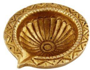 Tribal Design Round Brass Oil Lamp Diya