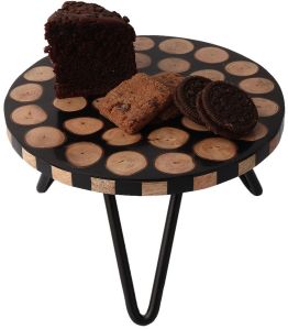Wood And Resin Discs Design Iron Cake Server