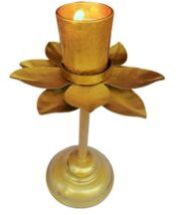 Buy Golden Metal Lotus Flower Tealight Candle Holder Stand