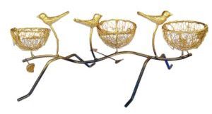 Golden Votive Candle Holder Iron Bird Nest Design