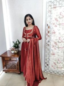 vichitra silk party function wear kurti