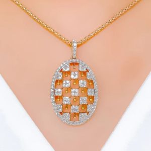 Unique Checkered Diamond Pendant Set