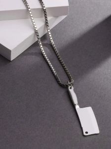 Knife Pendant Necklace-Silver Plated