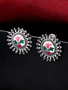 Oxidised Enamel Stud Earrings