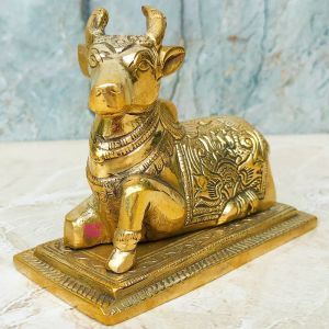 Brass Antic Shiva Nandi Idol For Puja