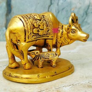 Brass Cow Calf Statue