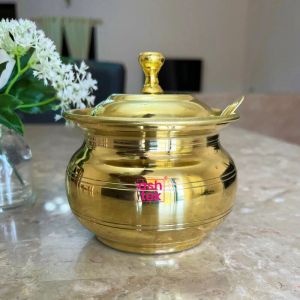 Brass Ghee Pot With Lid And Spoon