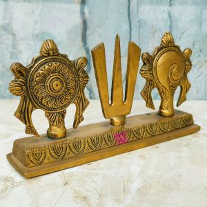 brass shanku chakra namam stand