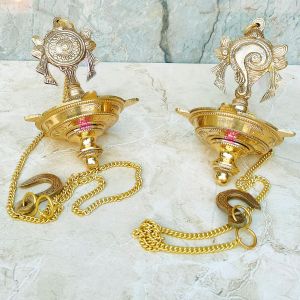 Brass Shanku Chakram Hanging Diya