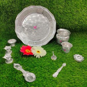 German Silver Pooja Thali Set