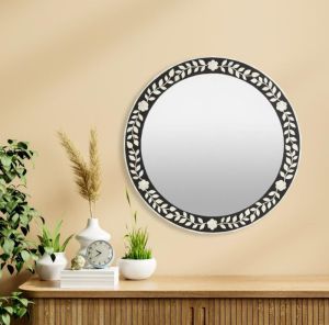 Bone Inlay Round Wall Mirror