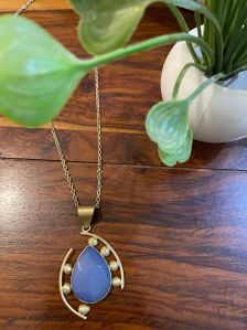 Handcrafted Brass and Stone Designer Chain Pendant