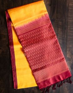 Gold And Maroon Kanchipuram Pure Silk Saree