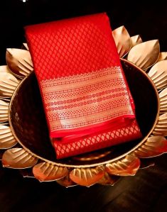 Red With Golden Zari Bridal Kanchipuram Semi Silk Saree