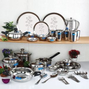 64 pcs dine cook serve stainless steel dinner set