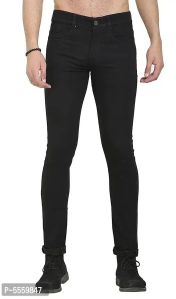 Cotton Blend Black Regular Fit Denim Jeans For Men