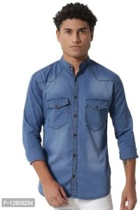 Denim Silky Long Sleeves Casual Shirts For Men