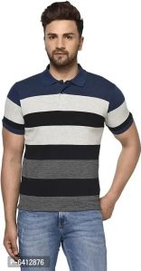 Oakmans Men Cotton Striped Polo T-Shirt