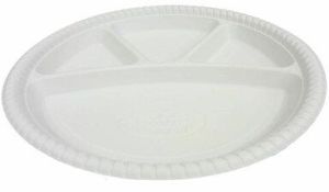 4 Compartment White Paper Plate