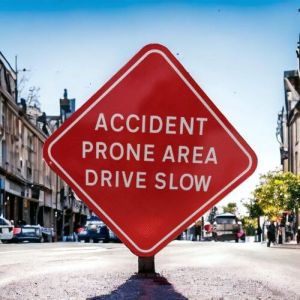 Drive Slow Accident Prone Area Sign Board