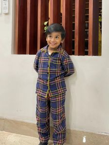 Neon Checkered Kids Night Suit