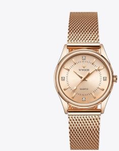 Amber Rose Gold Mesh Strap Watch