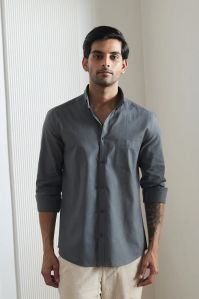 Dark Grey Cotton Linen Shirts