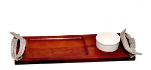 Rectangle Double Leaf Wooden Serving Tray