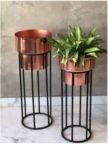 Round Designer Metal Decorative Planters