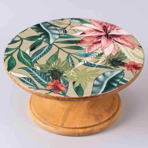 Wooden Enamel Cake Stand