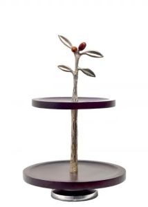 wooden olive design cup cake serving stand