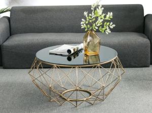 Glass Top Round Iron Table