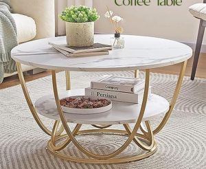 Marble Top Round Iron Table