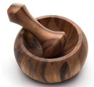 Wooden Mortar and Pestle