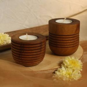 Wooden T-light Candle Holder