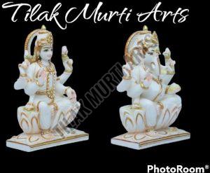 Marble Ganesh Laxmi Statue