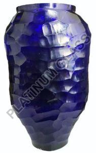 Blue Glass Flower Pot