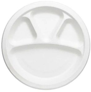 12 Inch 4CP Sugarcane Bagasse Round Plate