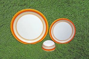 Melamine Red Abstract Printed Dinner Plate