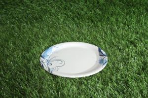 Melamine White And Blue Printed Dinner Plate