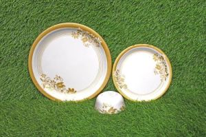 Melamine Golden Flower Printed Dinner Plate