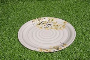 Melamine Spiral White Printed Dinner Plate