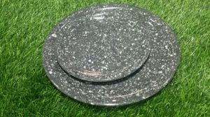 Melamine Black Marble Printed Dinner Plate Set