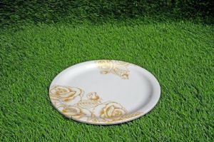 Melamine Golden Flower Printed Dinner Plate