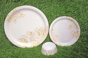 Melamine Golden Flower Printed Plate Set