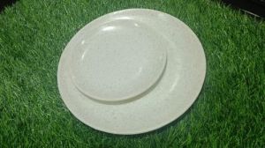 Melamine White Marble Printed Dinner Plate Set