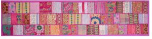 Handmade Vintage Pink Saree Patchwork Wall Hanging