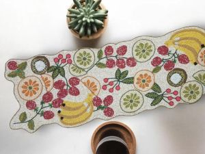 Handmade Tabletop Beaded Embroidery Table Runner