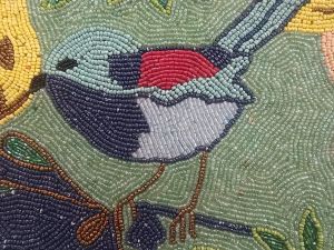 Handmade Vibrant Flower and Birds Theme Beaded Table Runner