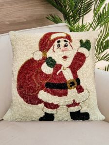 Christmas Celebration Santa Claus Handmade Beaded Cushion Covers